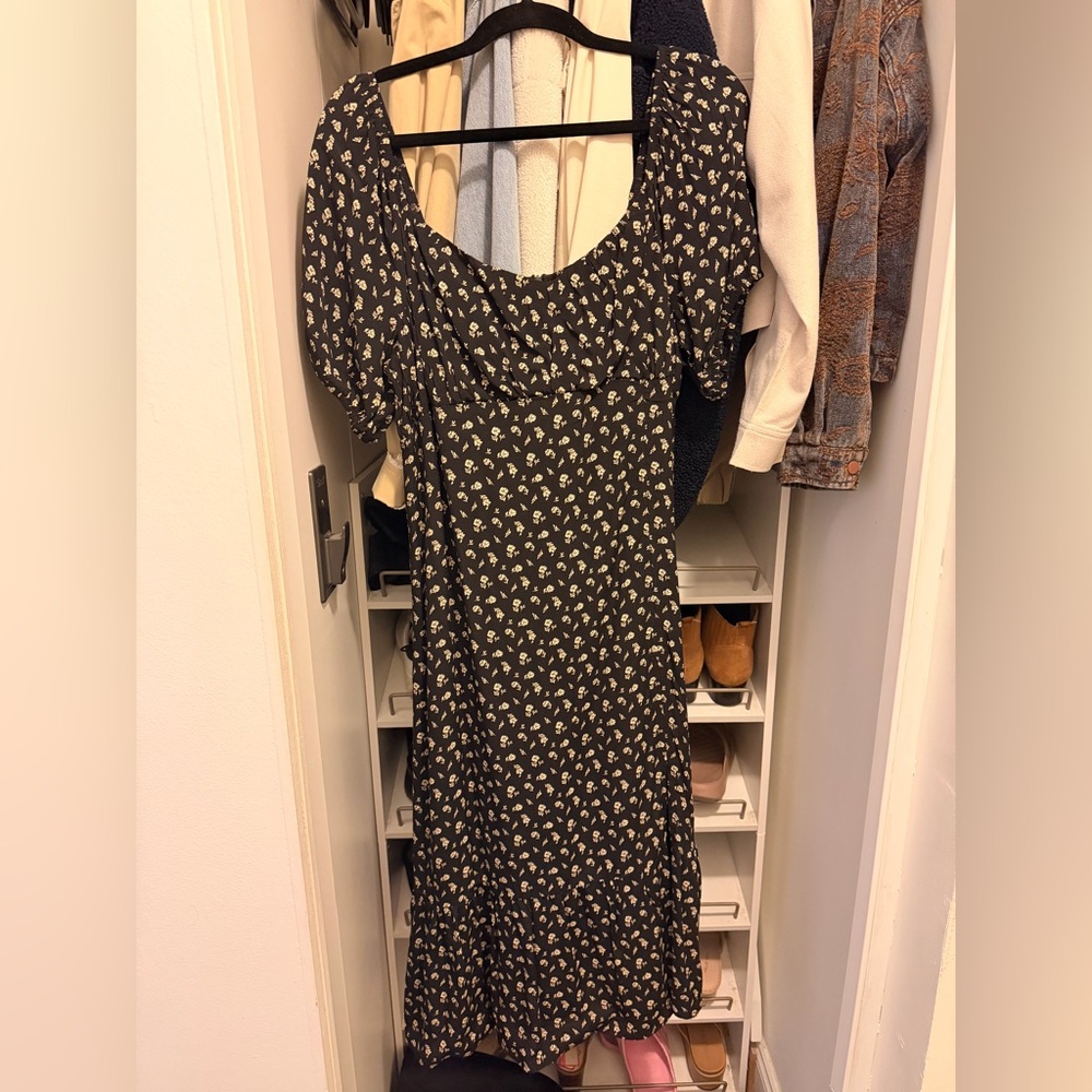 And Now This Brand Floral Black Midi Dress (large)